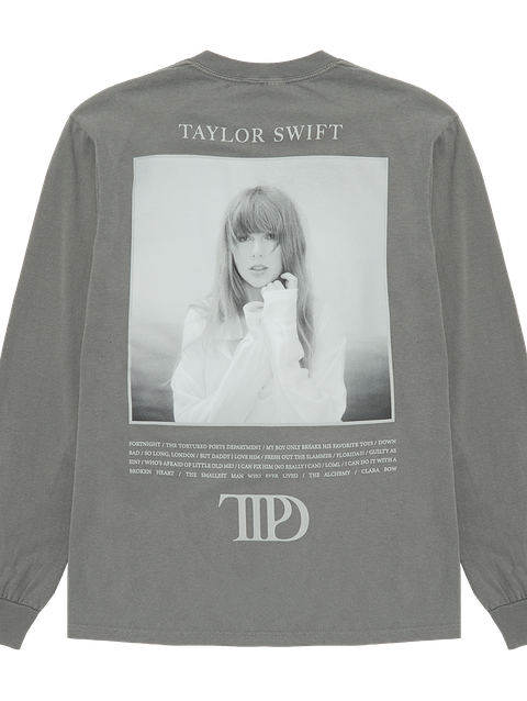 Taylor Swift The Tortured Poets Department Gray Photo Long Sleeve T-Shirt