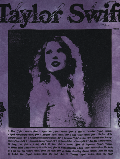 Taylor Swift Speak Now (Taylor's Version) Tracklist Purple Tie Dye T-Shirt